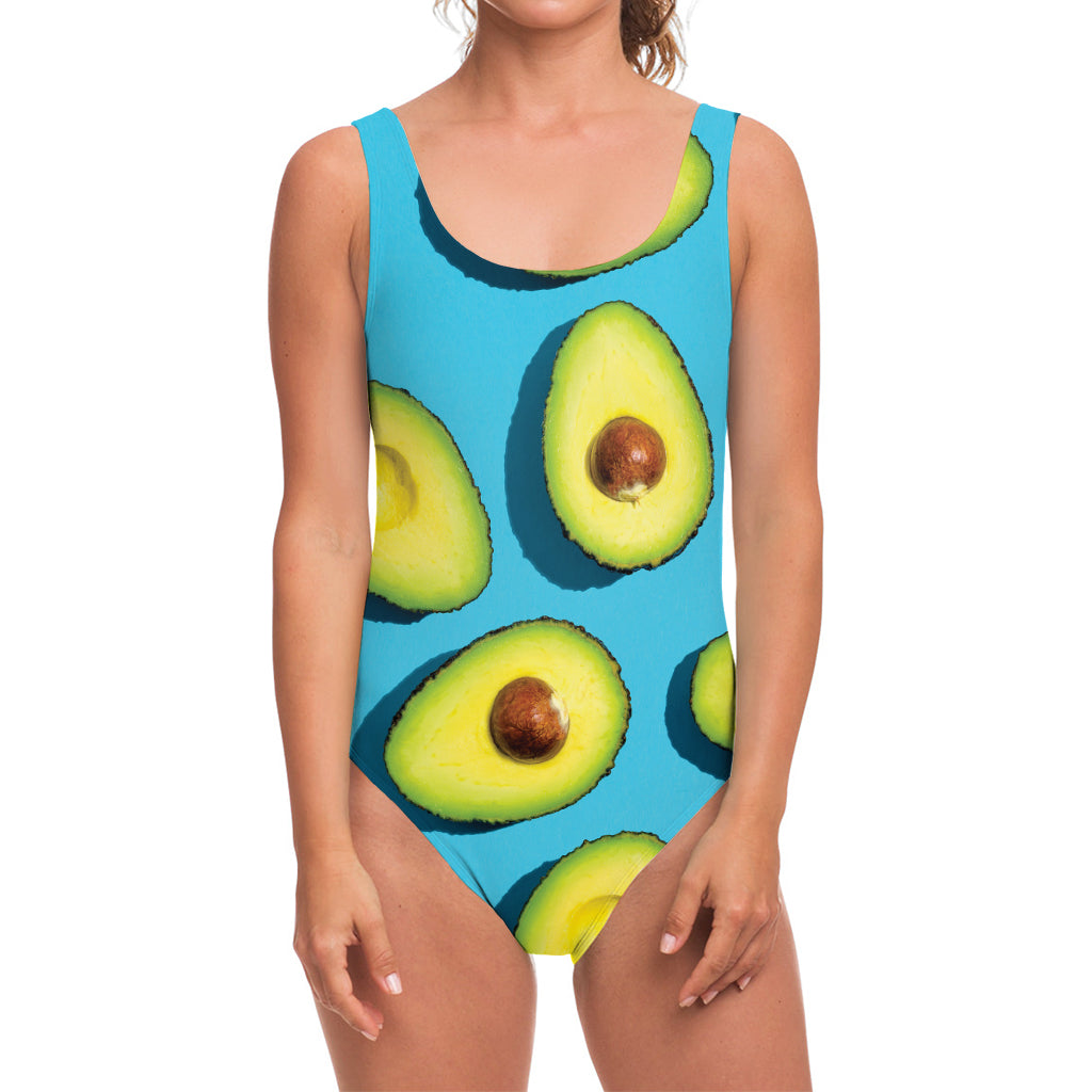 Avocado Cut In Half Print One Piece Swimsuit