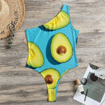 Avocado Cut In Half Print One Shoulder Bodysuit