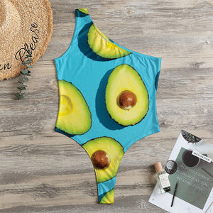 Avocado Cut In Half Print One Shoulder Bodysuit