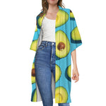 Avocado Cut In Half Print Open Front Beach Cover Up