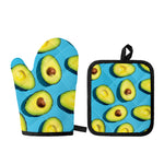 Avocado Cut In Half Print Oven Mitt And Pot Holder Set