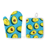 Avocado Cut In Half Print Oven Mitt And Pot Holder Set