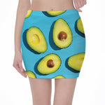 Avocado Cut In Half Print Pencil Mini Skirt