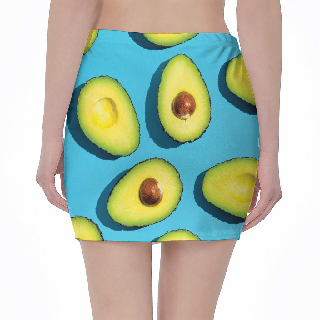 Avocado Cut In Half Print Pencil Mini Skirt