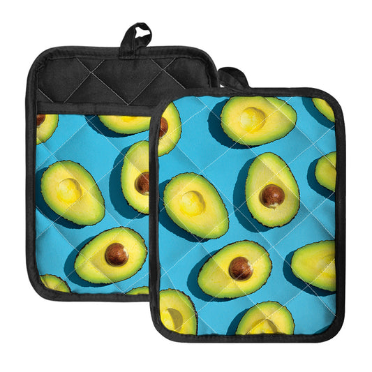 Avocado Cut In Half Print Pot Holders With Pocket