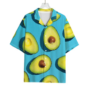 Avocado Cut In Half Print Rayon Hawaiian Shirt