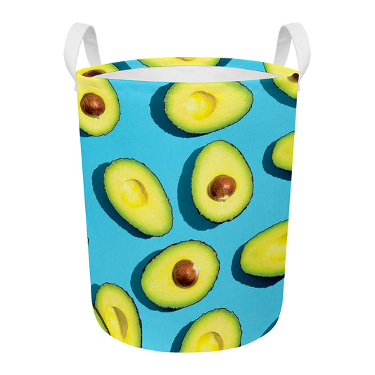 Avocado Cut In Half Print Round Laundry Basket