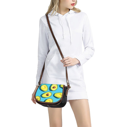 Avocado Cut In Half Print Saddle Bag