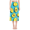 Avocado Cut In Half Print Side Slit Midi Skirt