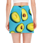 Avocado Cut In Half Print Side Slit Mini Skirt