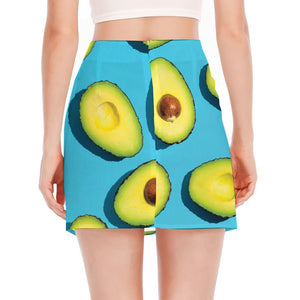 Avocado Cut In Half Print Side Slit Mini Skirt