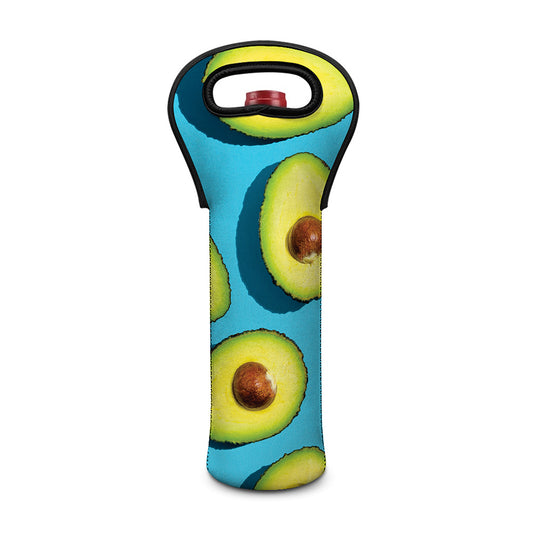 Avocado Cut In Half Print Single Neoprene Wine Tote