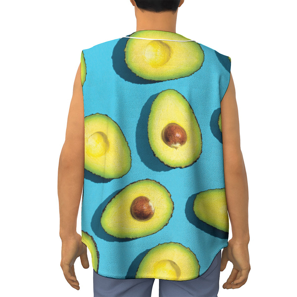 Avocado Cut In Half Print Sleeveless Baseball Jersey