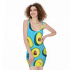 Avocado Cut In Half Print Sleeveless Bodycon Dress