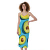 Avocado Cut In Half Print Slim Fit Midi Cami Dress