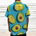 Avocado Cut In Half Print Textured Short Sleeve Shirt