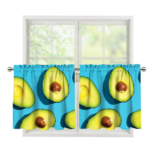 Avocado Cut In Half Print Tier Curtains