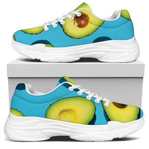 Avocado Cut In Half Print White Chunky Shoes