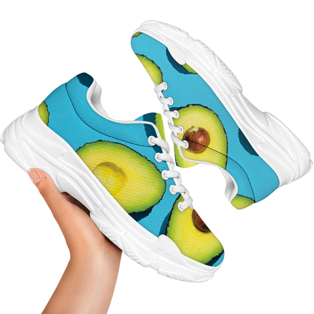 Avocado Cut In Half Print White Chunky Shoes