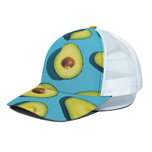 Avocado Cut In Half Print White Mesh Trucker Cap