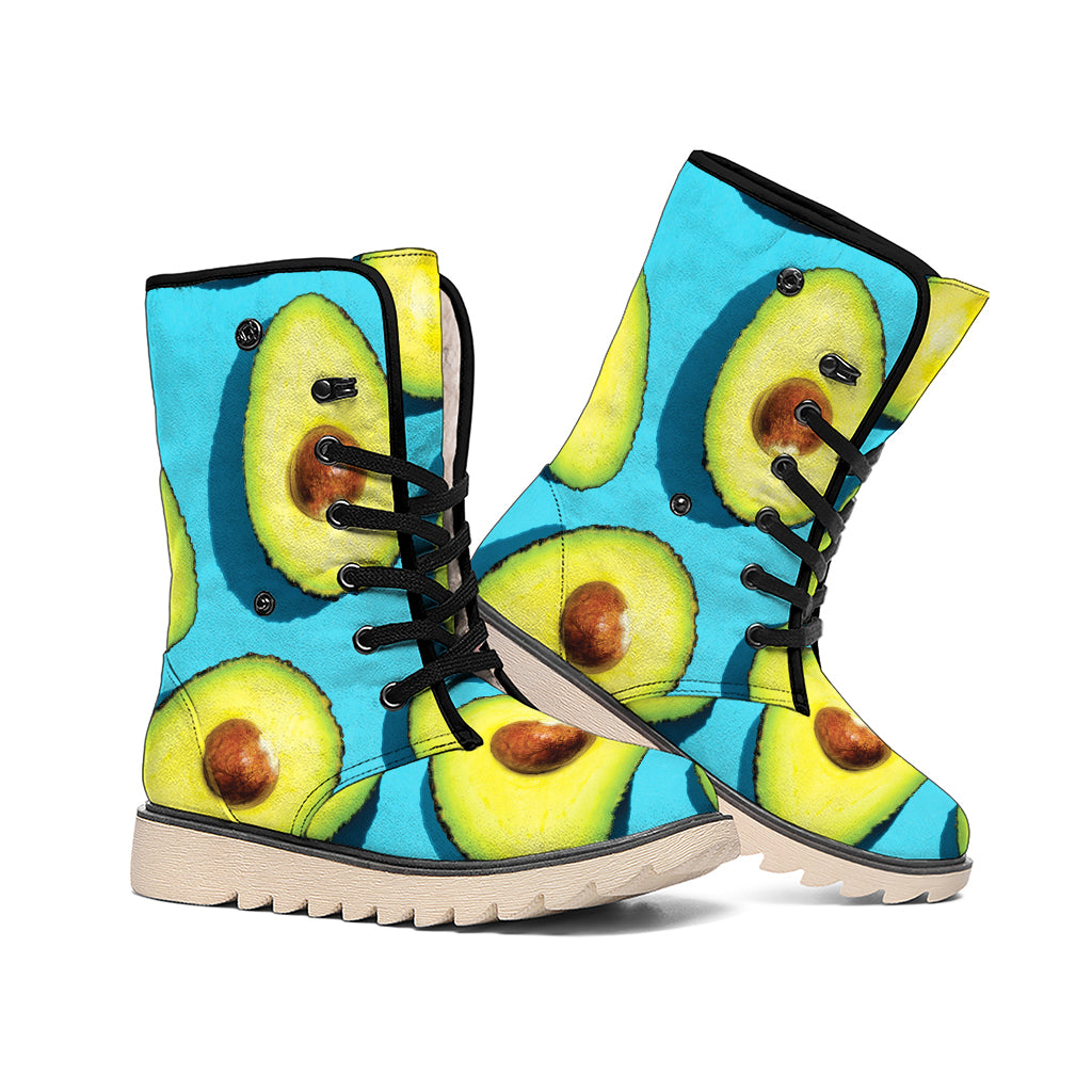 Avocado Cut In Half Print Winter Boots