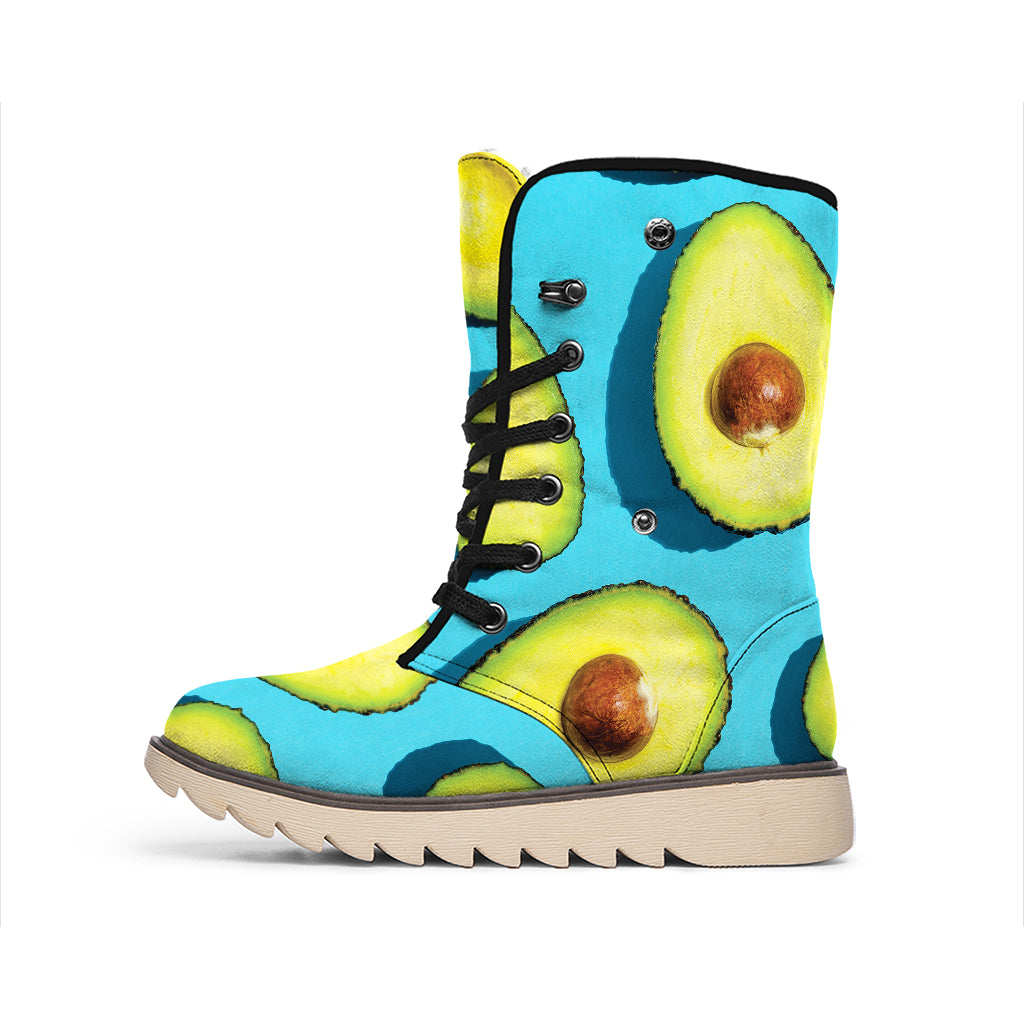 Avocado Cut In Half Print Winter Boots