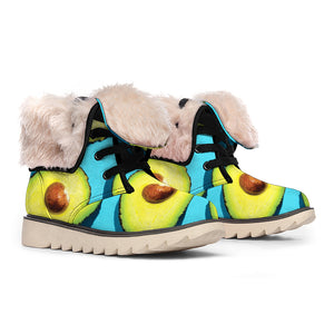 Avocado Cut In Half Print Winter Boots