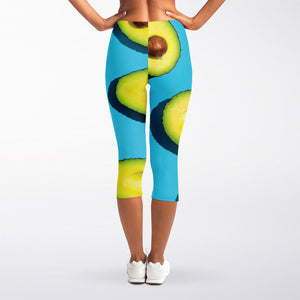 Avocado Cut In Half Print Women's Capri Leggings