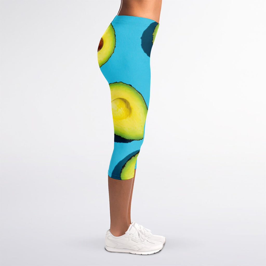 Avocado Cut In Half Print Women's Capri Leggings