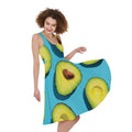 Avocado Cut In Half Print Sleeveless Knee Length Dress
