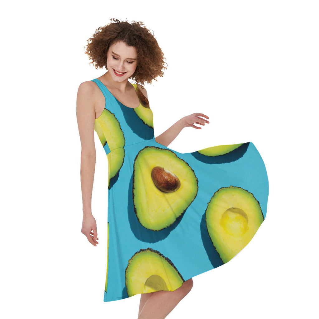 Avocado Cut In Half Print Women's Sleeveless Dress