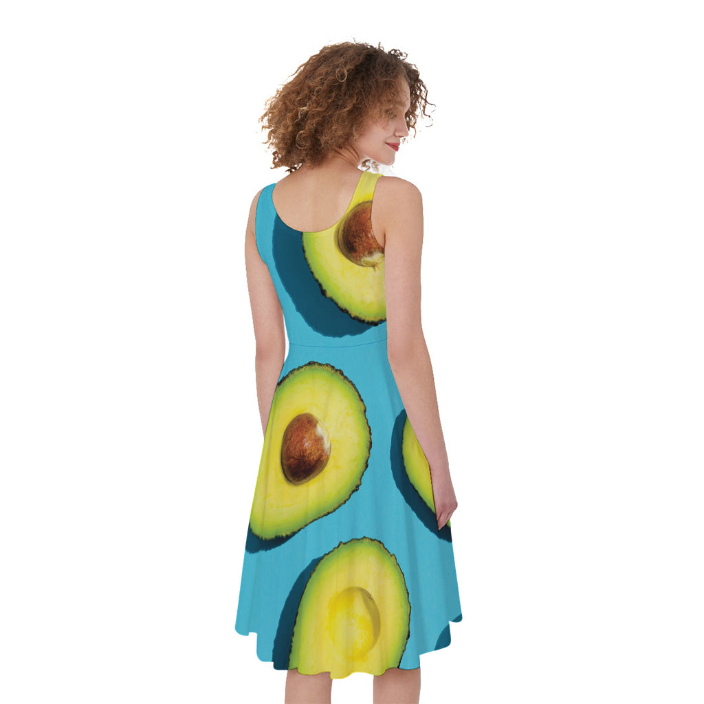 Avocado Cut In Half Print Women's Sleeveless Dress