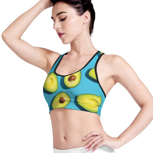 Avocado Cut In Half Print Women's Sports Bra