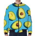 Avocado Cut In Half Print Zip Sleeve Bomber Jacket