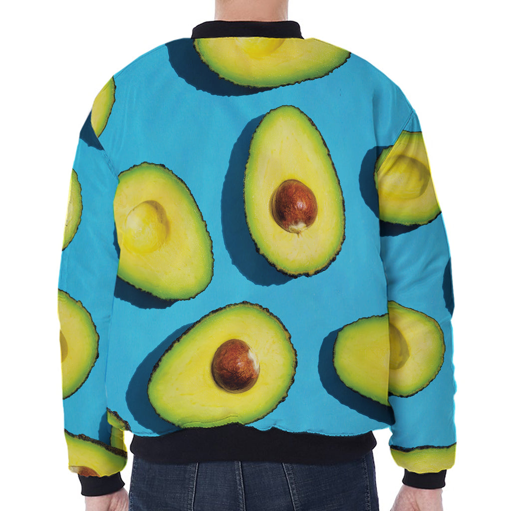 Avocado Cut In Half Print Zip Sleeve Bomber Jacket