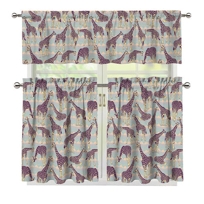 Aztec Giraffe Pattern Print 3 Piece Kitchen Curtains