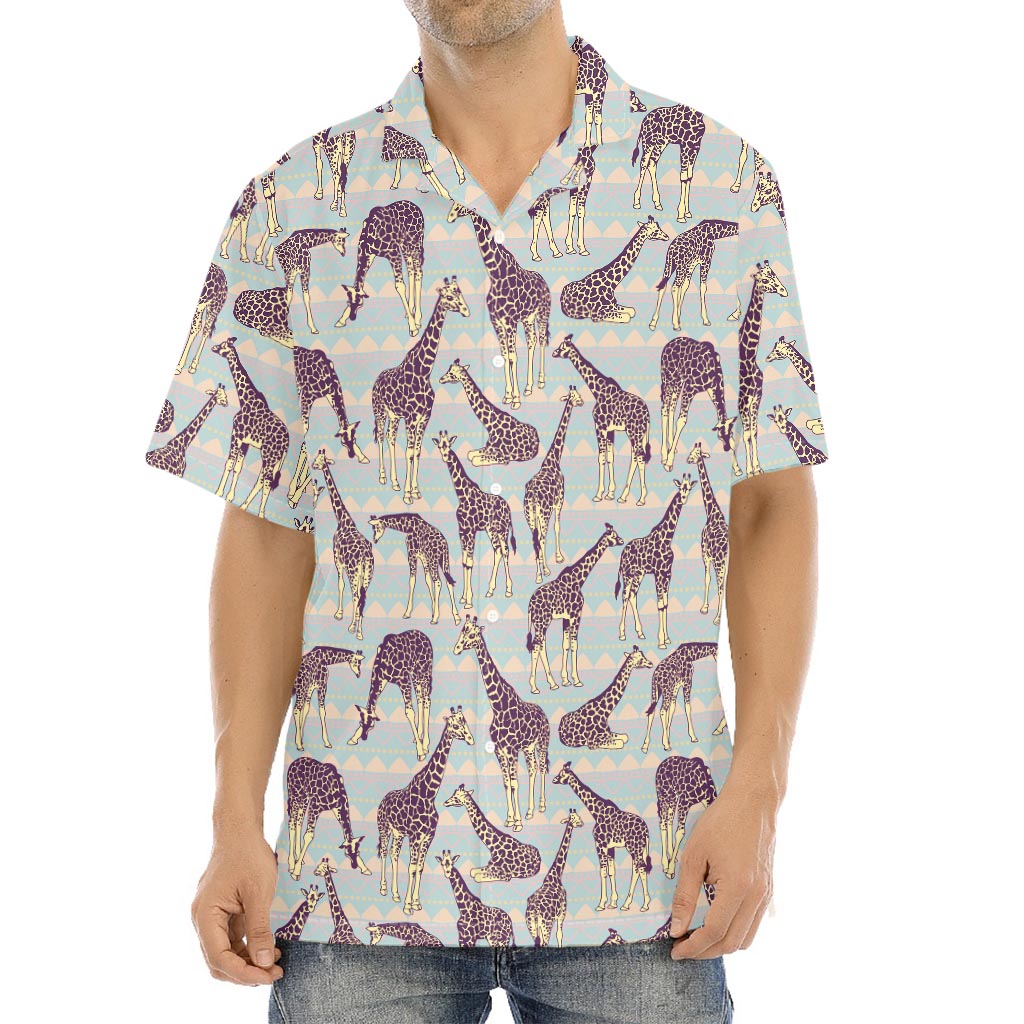 Aztec Giraffe Pattern Print Aloha Shirt