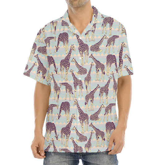 Aztec Giraffe Pattern Print Aloha Shirt