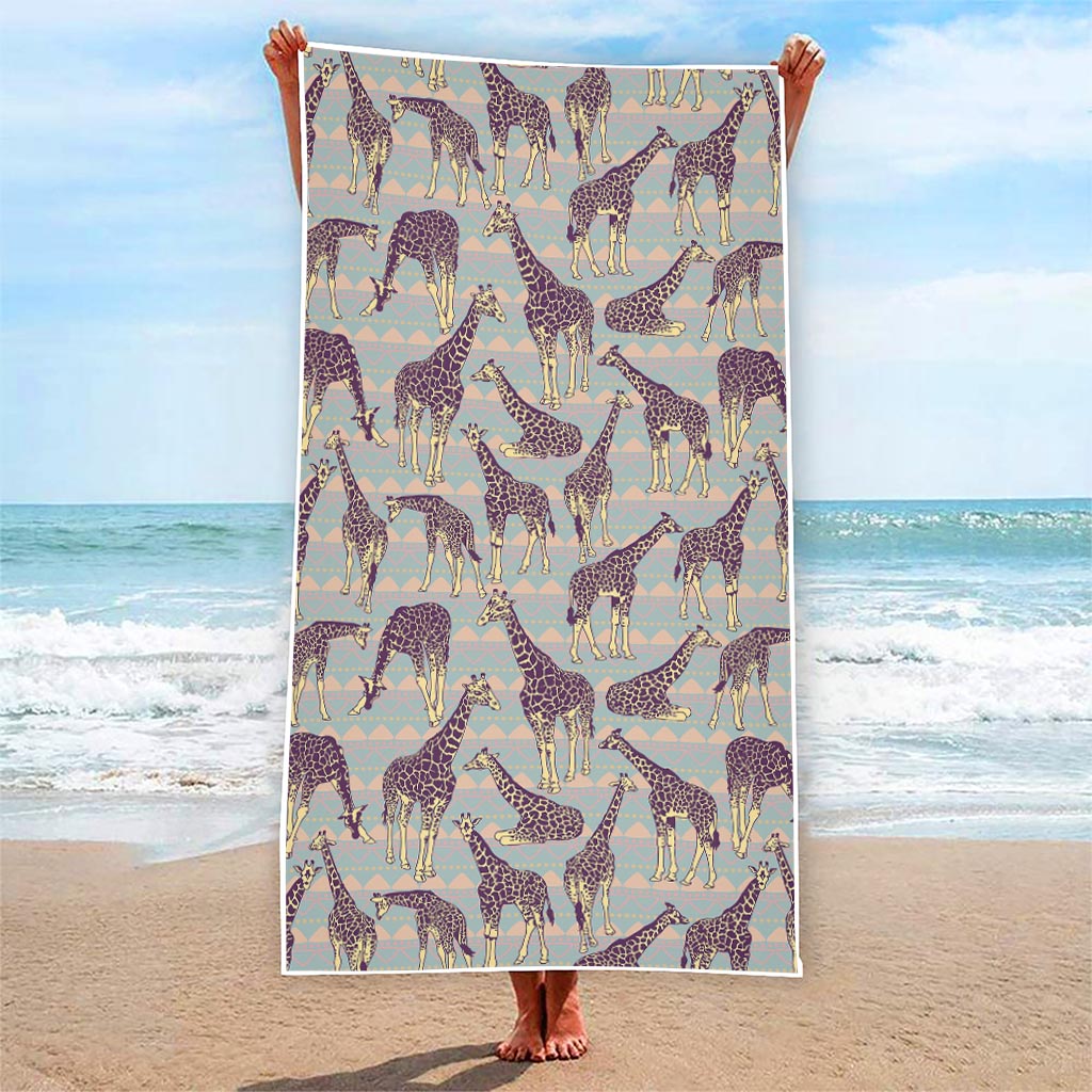 Aztec Giraffe Pattern Print Beach Towel