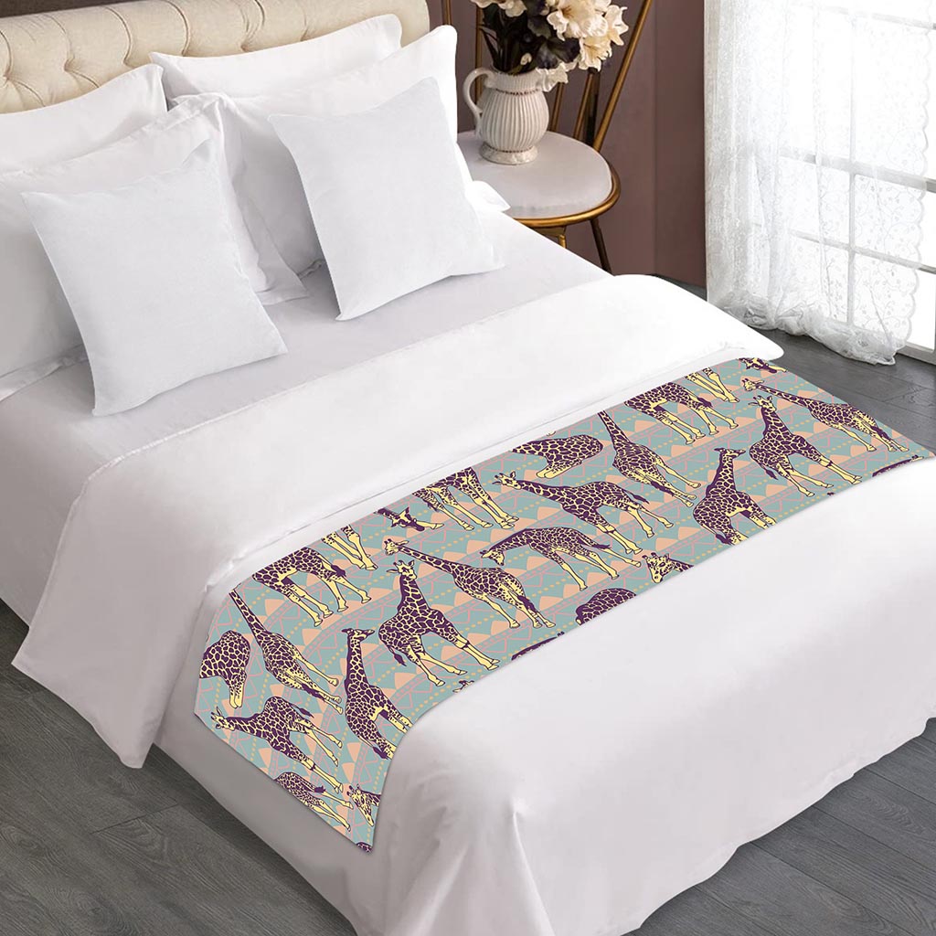 Aztec Giraffe Pattern Print Bed Runner