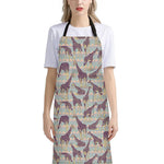 Aztec Giraffe Pattern Print Bib Apron With Pocket