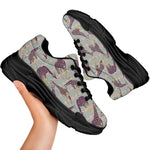 Aztec Giraffe Pattern Print Black Chunky Shoes