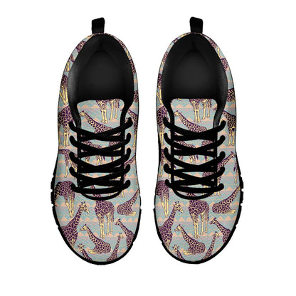 Aztec Giraffe Pattern Print Black Running Shoes