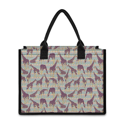 Aztec Giraffe Pattern Print Canvas Tote Bag