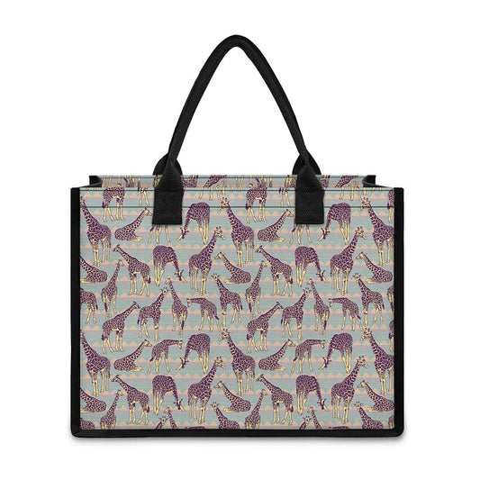 Aztec Giraffe Pattern Print Canvas Tote Bag