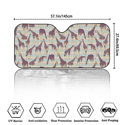 Aztec Giraffe Pattern Print Car Windshield Sun Shade
