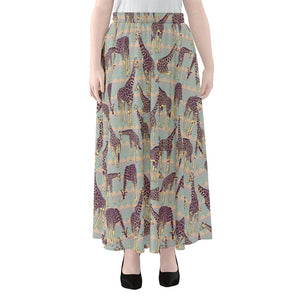 Aztec Giraffe Pattern Print Chiffon Maxi Skirt