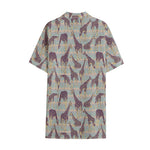 Aztec Giraffe Pattern Print Cotton Hawaiian Shirt