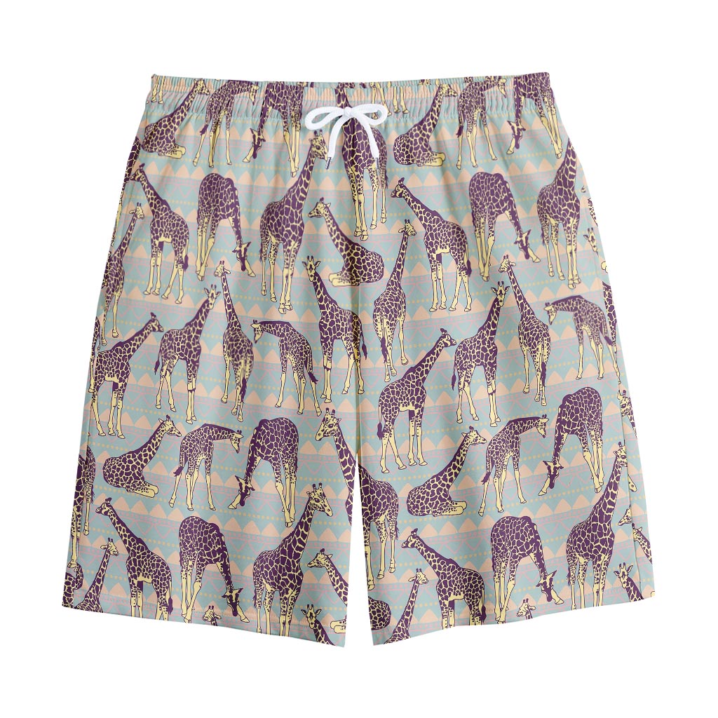 Aztec Giraffe Pattern Print Cotton Shorts