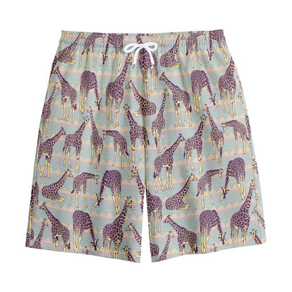 Aztec Giraffe Pattern Print Cotton Shorts